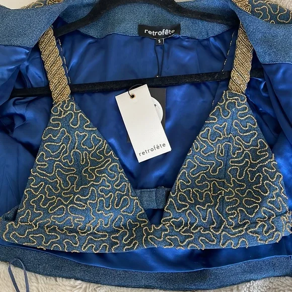 Retrofete Sequence 3 piece jean skirt, jacket and bra - Picture 3 of 4